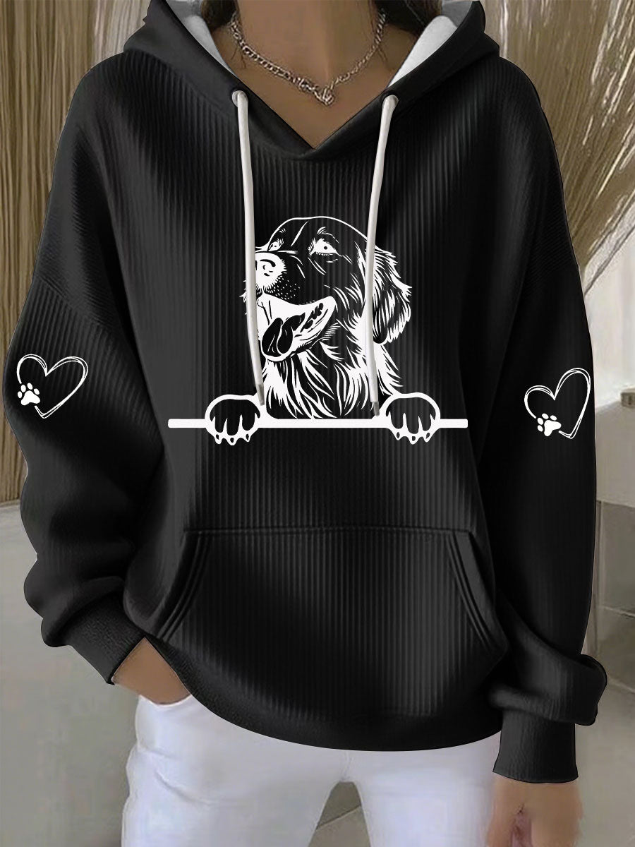 Golden Retriever feminino impressão de arte Casual Hoodie