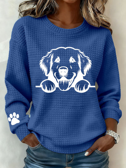 Camisola Casual de impressão artística Golden Retriever feminina