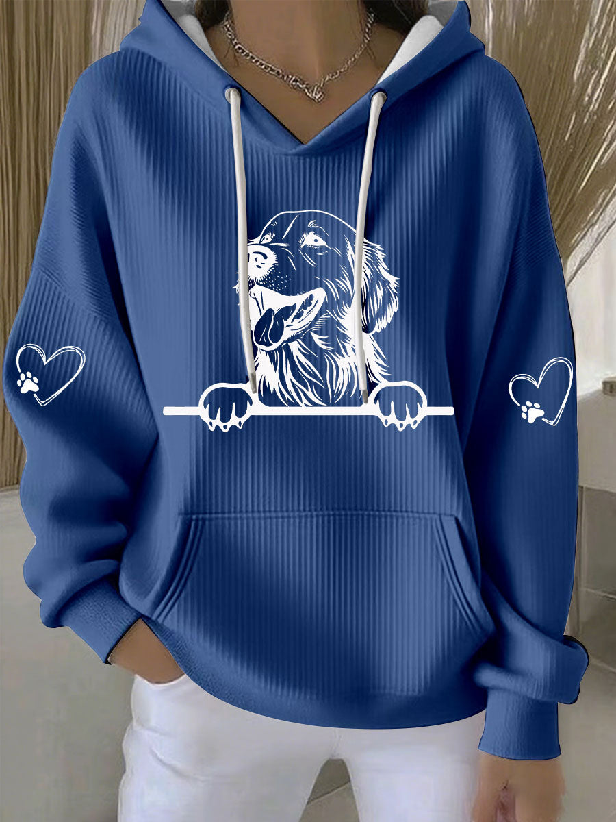 Golden Retriever feminino impressão de arte Casual Hoodie