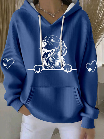 Golden Retriever feminino impressão de arte Casual Hoodie