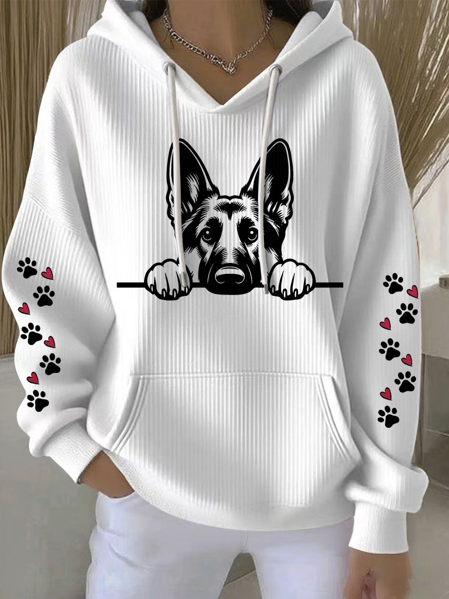 Pastor alemão Hoodie Art Print Casual das mulheres