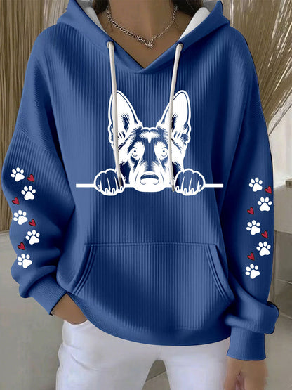 Pastor alemão Hoodie Art Print Casual das mulheres