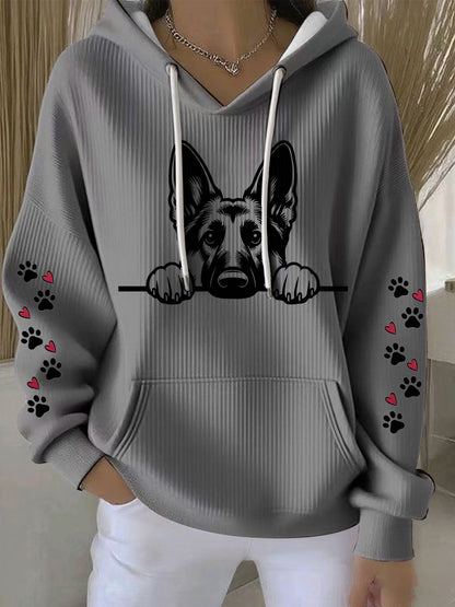 Pastor alemão Hoodie Art Print Casual das mulheres