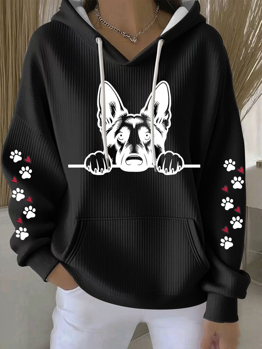 Pastor alemão Hoodie Art Print Casual das mulheres