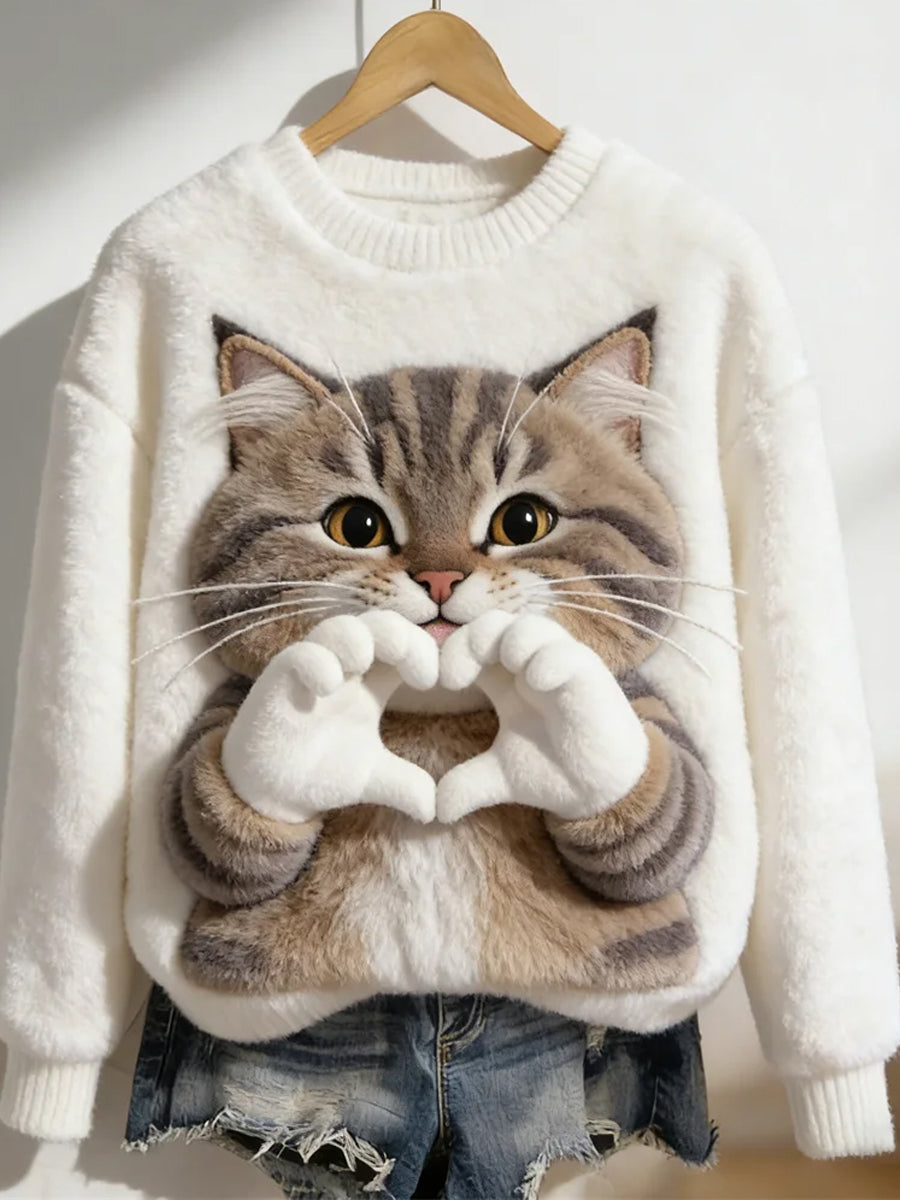 Arte animal retro impressão confortável top de flanela feminino