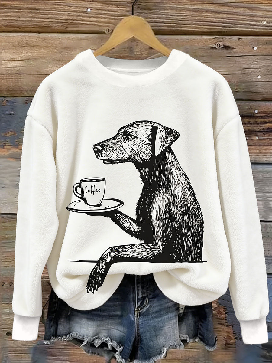 Cachorro das mulheres Café Arte Flanela Hoodie
