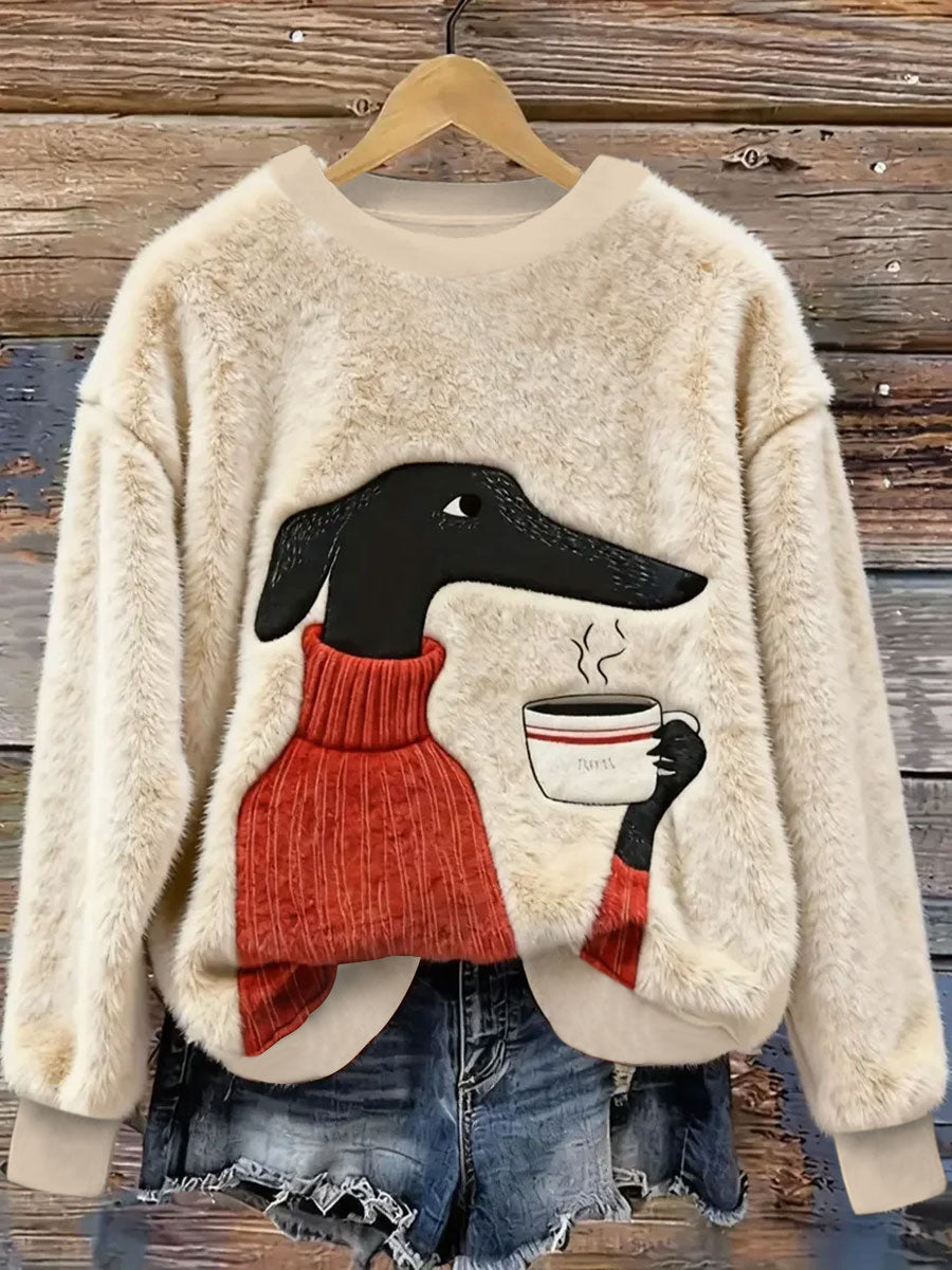Cachorro das mulheres Café Arte Flanela Hoodie