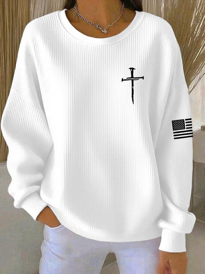 Jesus das mulheres o caminho a verdade a vida João 14:6 Christian Cross Ribbed Round-Neck moletom