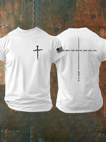 Men's Jesus O Caminho A Verdade A Vida João 14:6 Christian Cross T-shirt manga curta