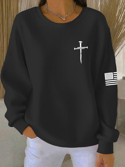 Jesus das mulheres o caminho a verdade a vida João 14:6 Christian Cross Ribbed Round-Neck moletom