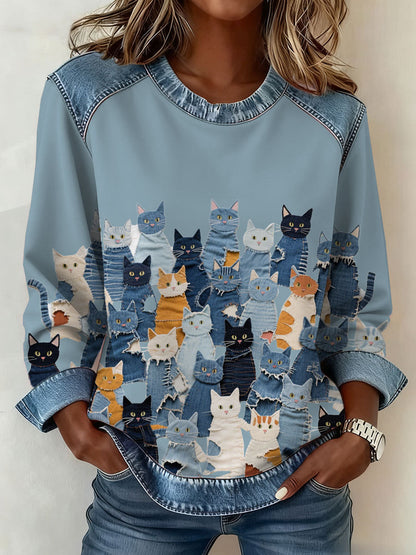 Camisola Denim Kitten das mulheres