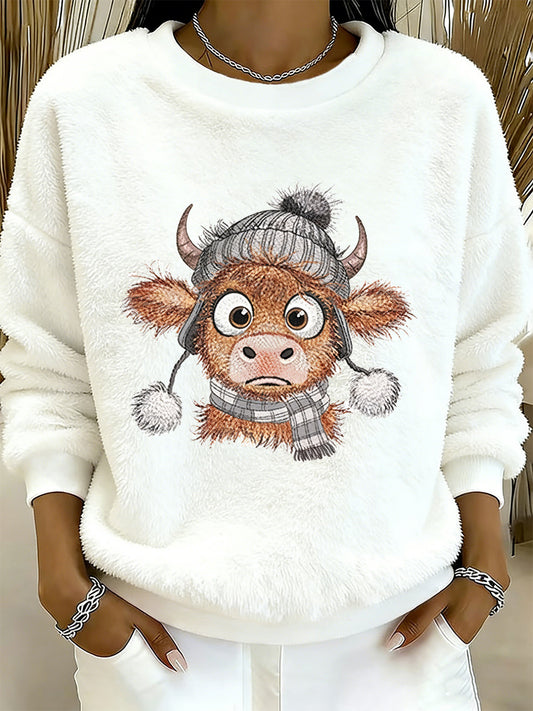 Highland vaca Animal Print camisola de flanela feminino