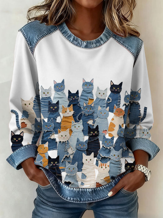 Camisola Denim Kitten das mulheres