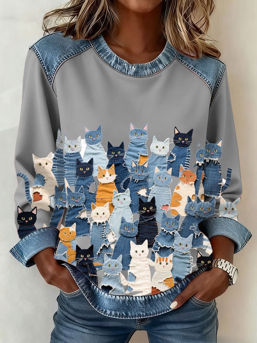 Camisola Denim Kitten das mulheres