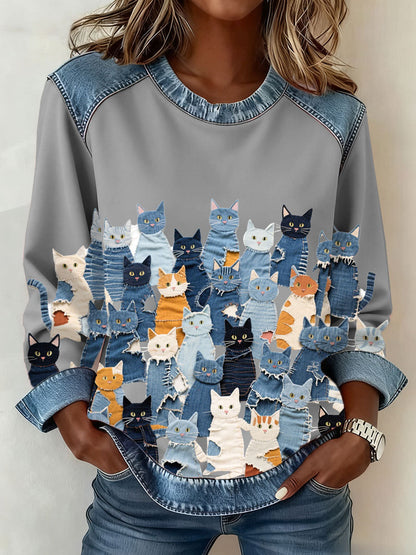 Camisola Denim Kitten das mulheres