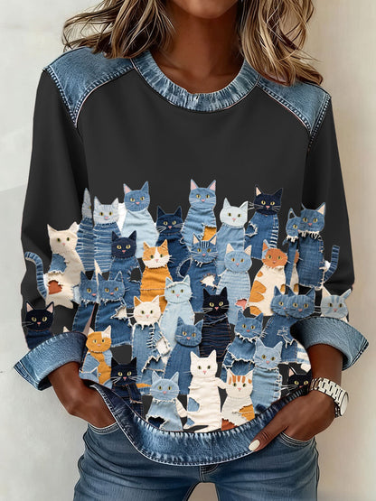 Camisola Denim Kitten das mulheres