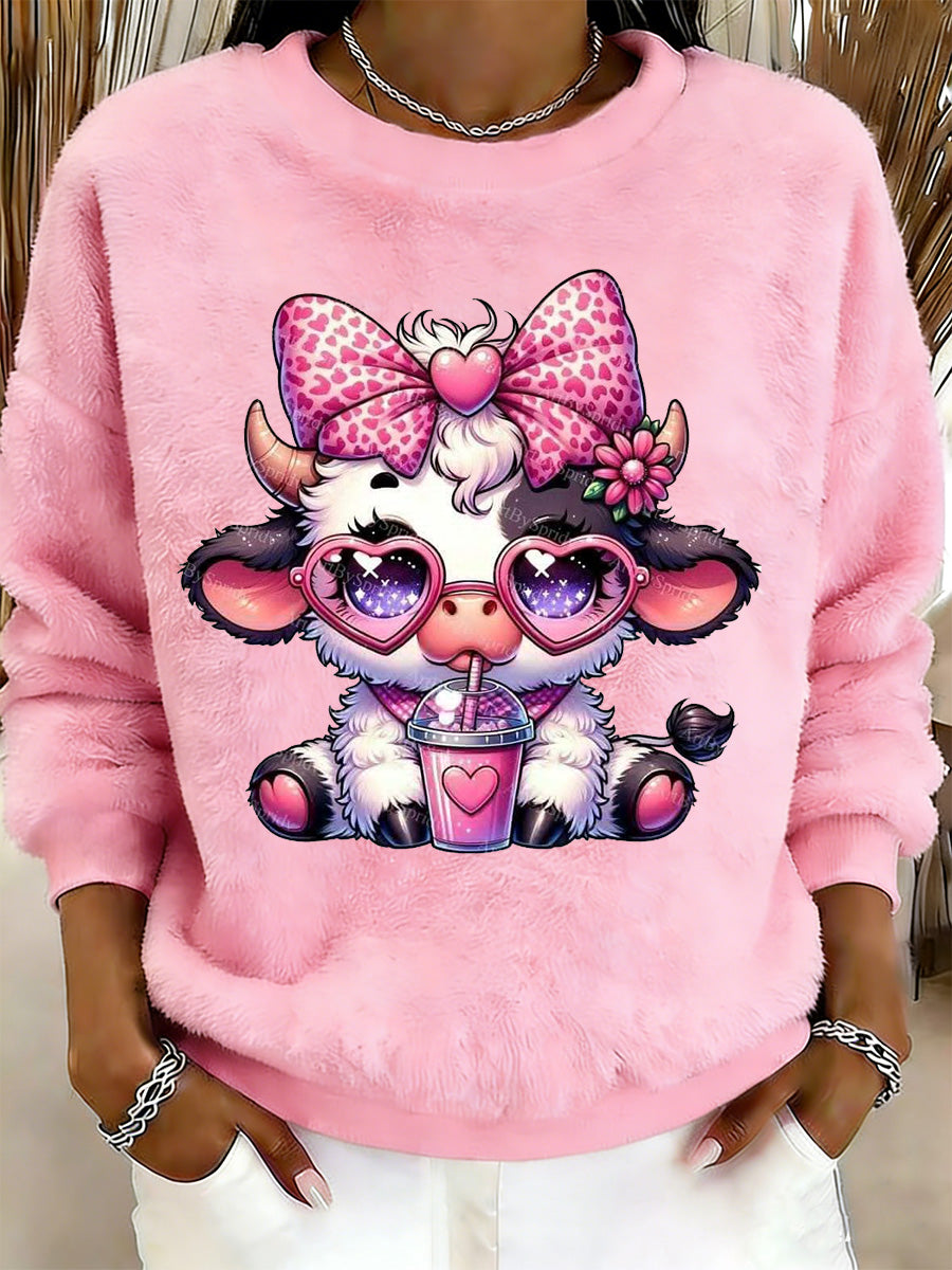 Highland vaca Animal Print camisola de flanela feminino