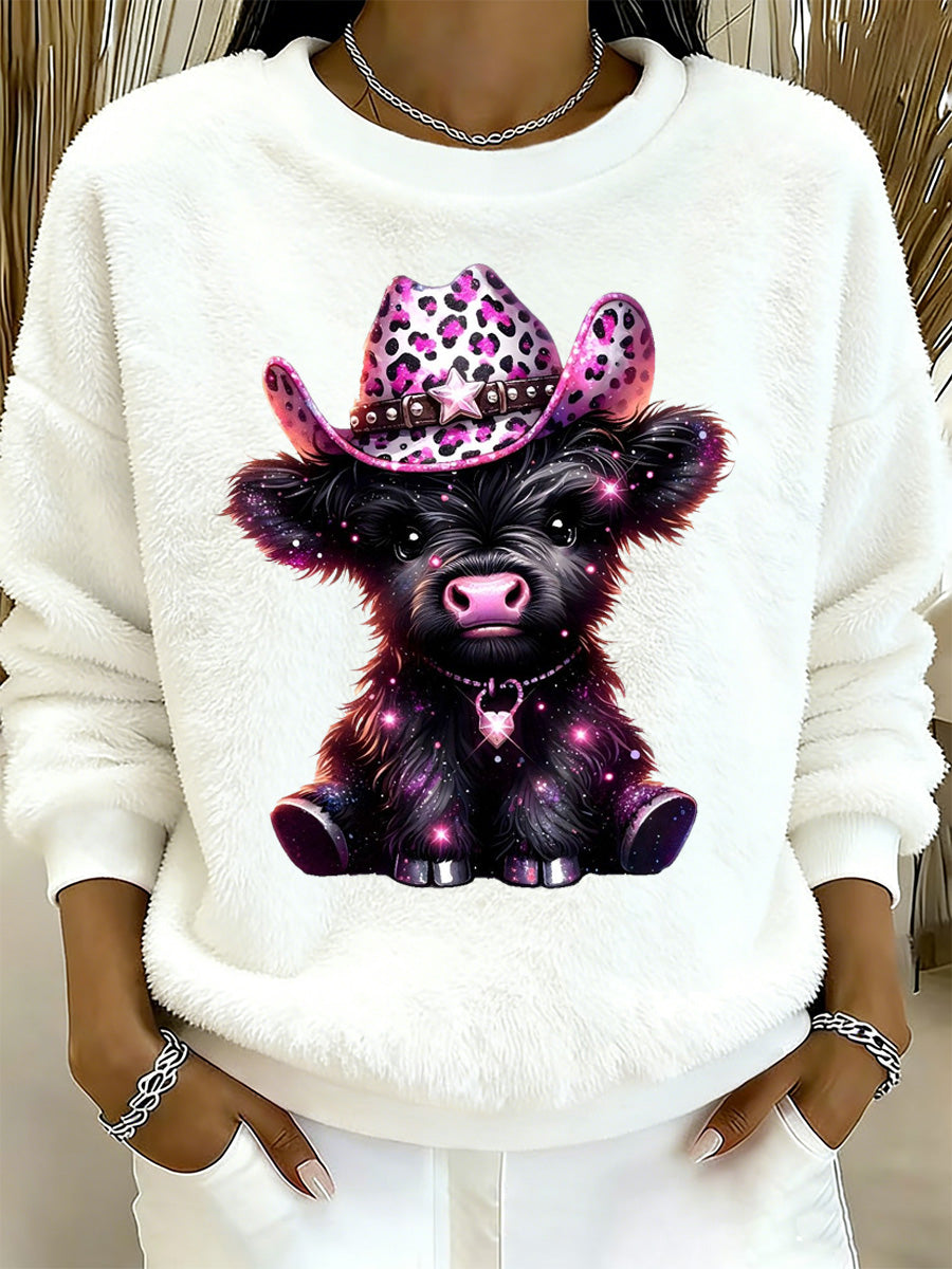 Highland vaca Animal Print camisola de flanela feminino