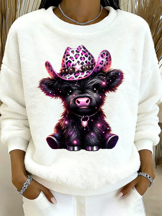 Highland vaca Animal Print camisola de flanela feminino