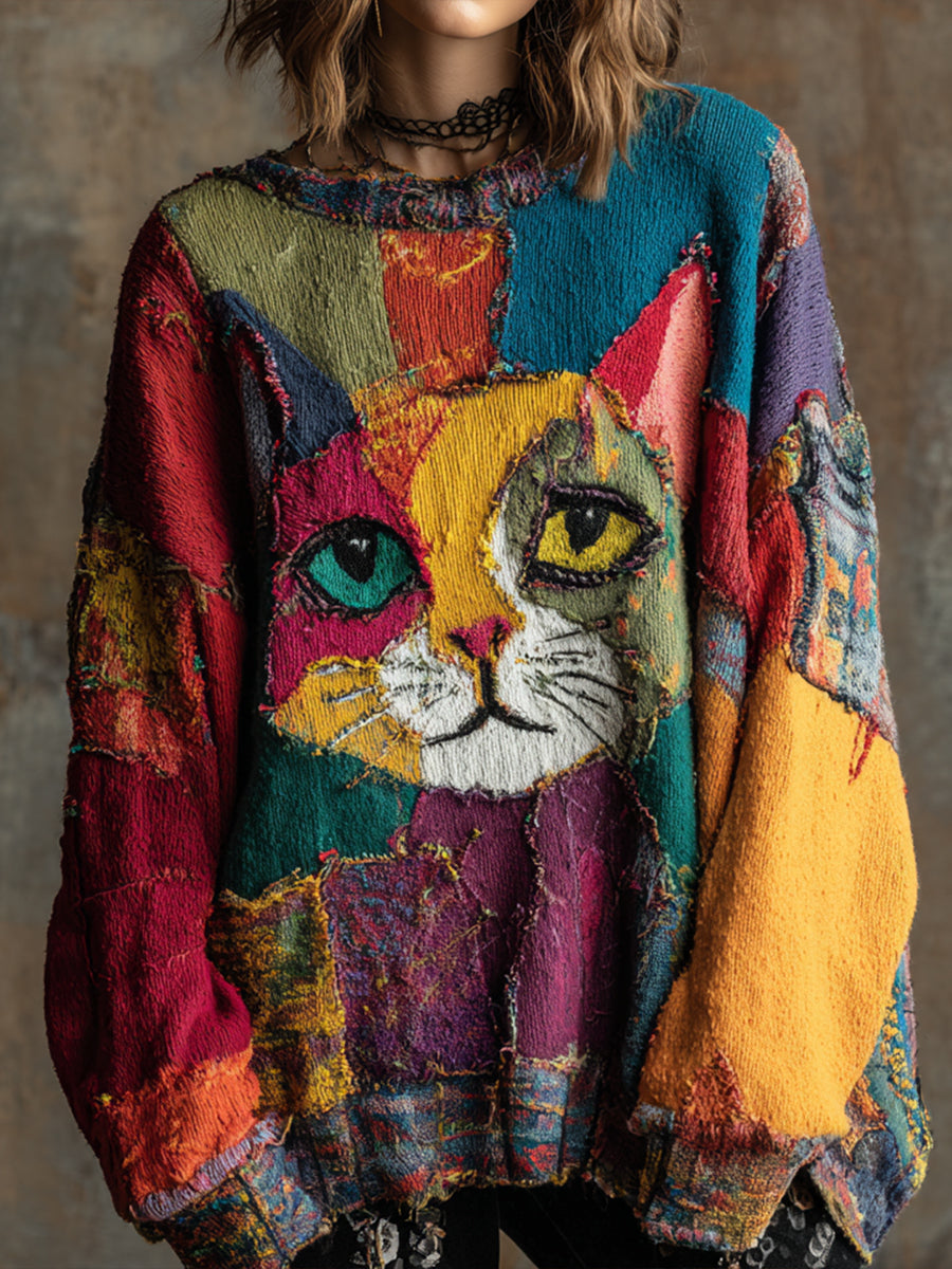 Arte gato Vintage Tops das mulheres