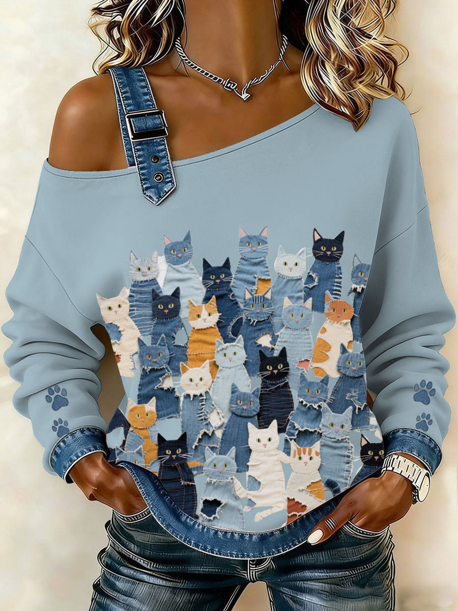 Denim Kitten Top de Mulher