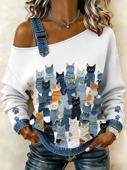 Denim Kitten Top de Mulher