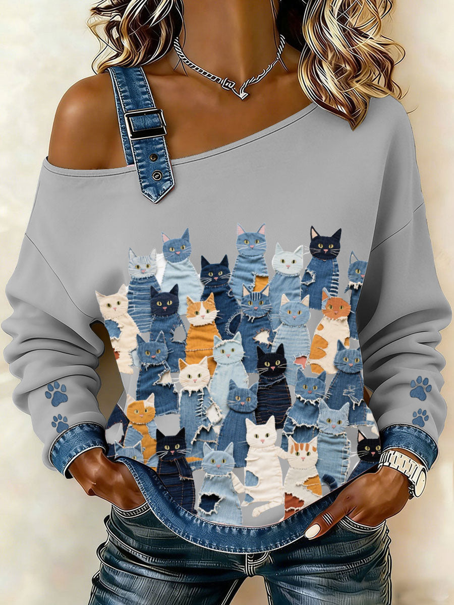 Denim Kitten Top de Mulher