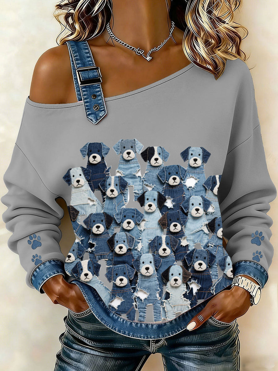 Women's Denim Puppy Top