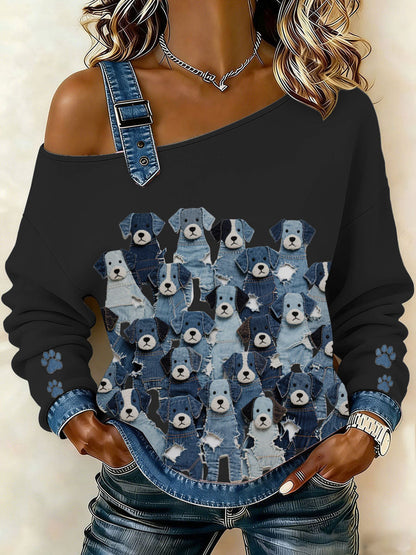 Women's Denim Puppy Top