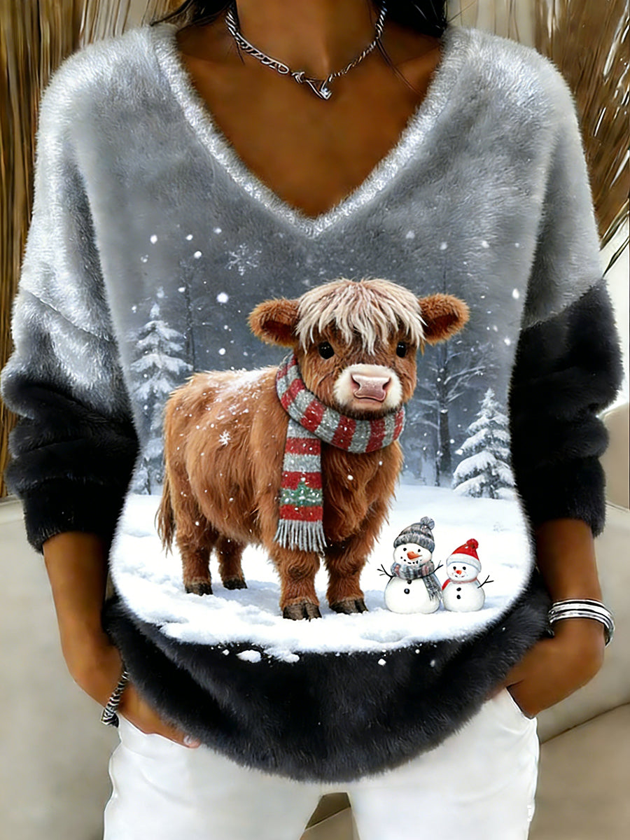 Vintage Animal Print Casual e confortável Top de flanela feminino