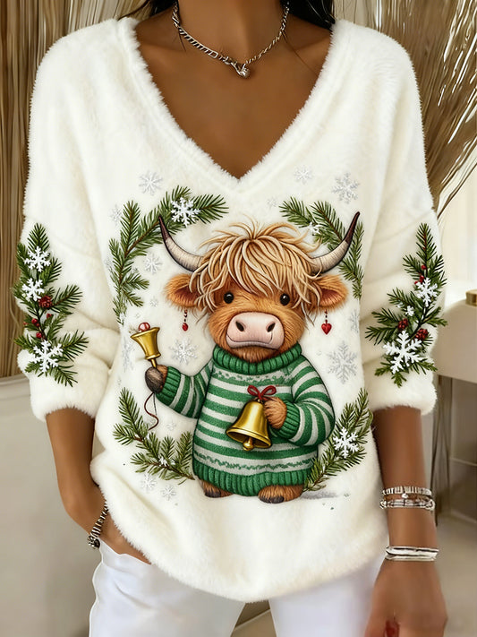 Vintage Animal Print Casual e confortável Top de flanela feminino