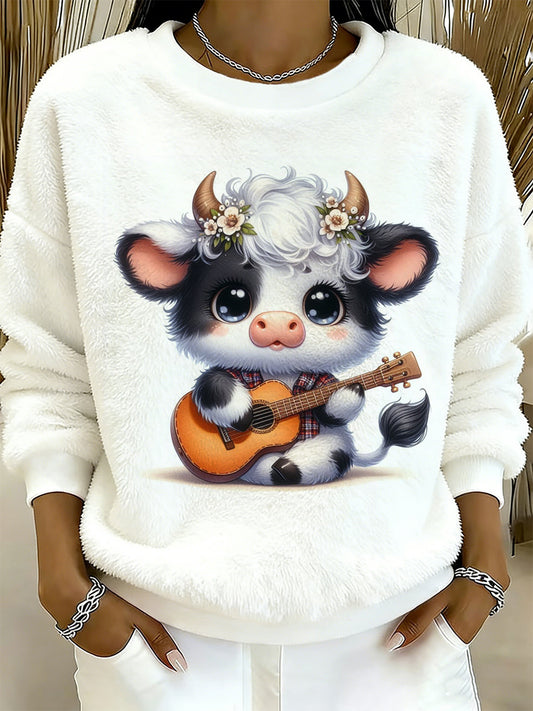 Highland vaca Animal Print camisola quente de flanela feminino