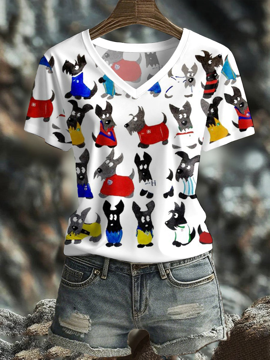 Mulheres Escócia Scottie Dog Futebol Tartan Lover Impresso T-shirt