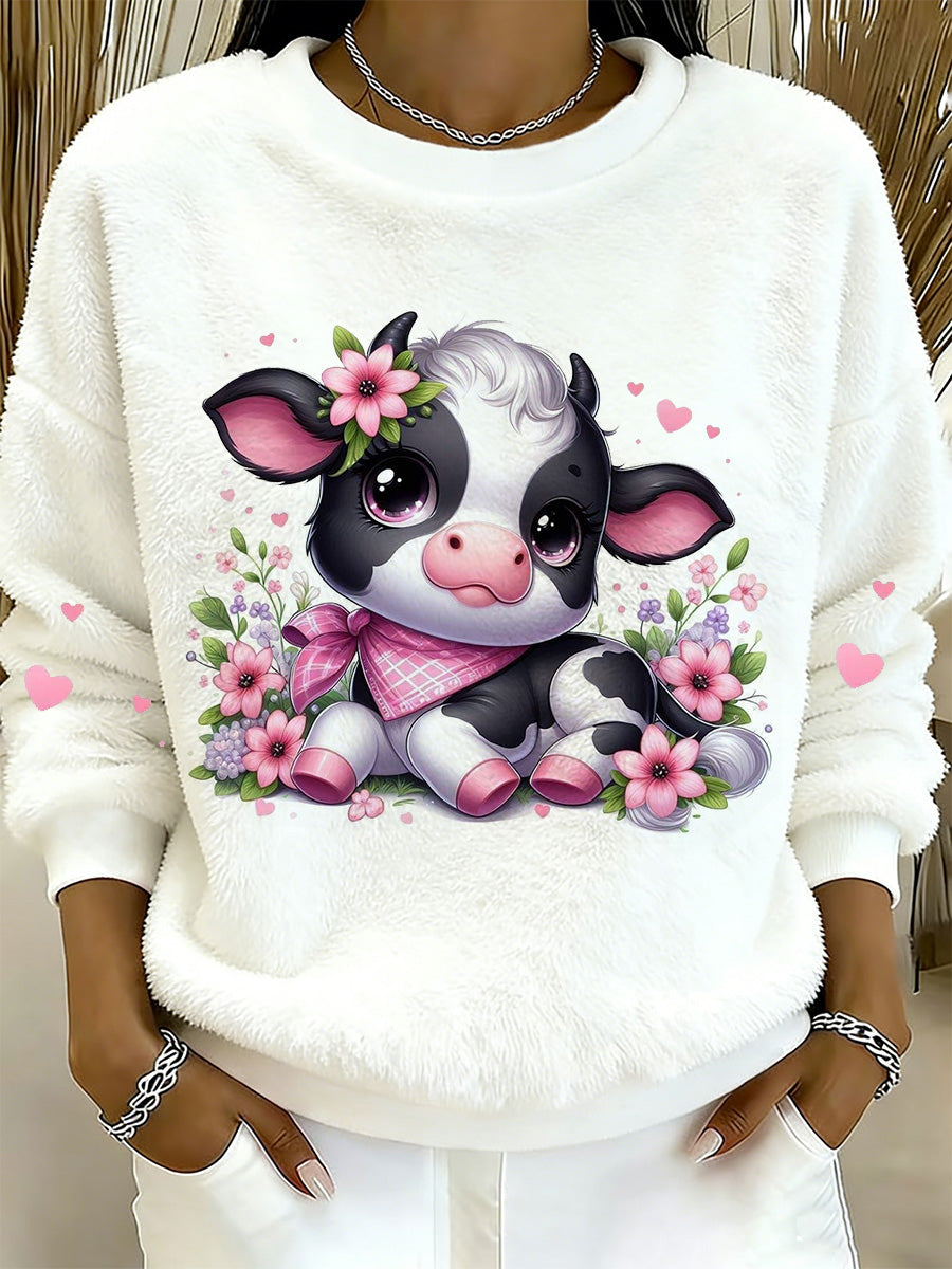 Highland vaca Animal Print camisola quente de flanela feminino