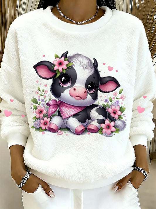 Highland vaca Animal Print camisola quente de flanela feminino