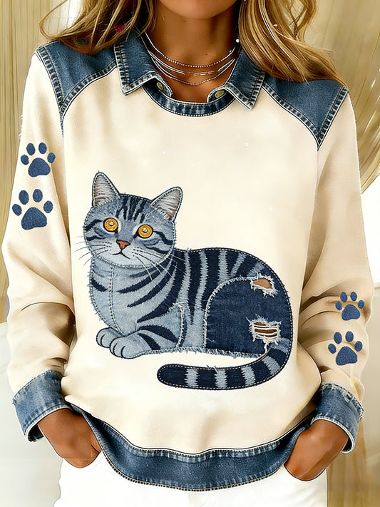 Vestido de estilo camisola gola redonda das mulheres