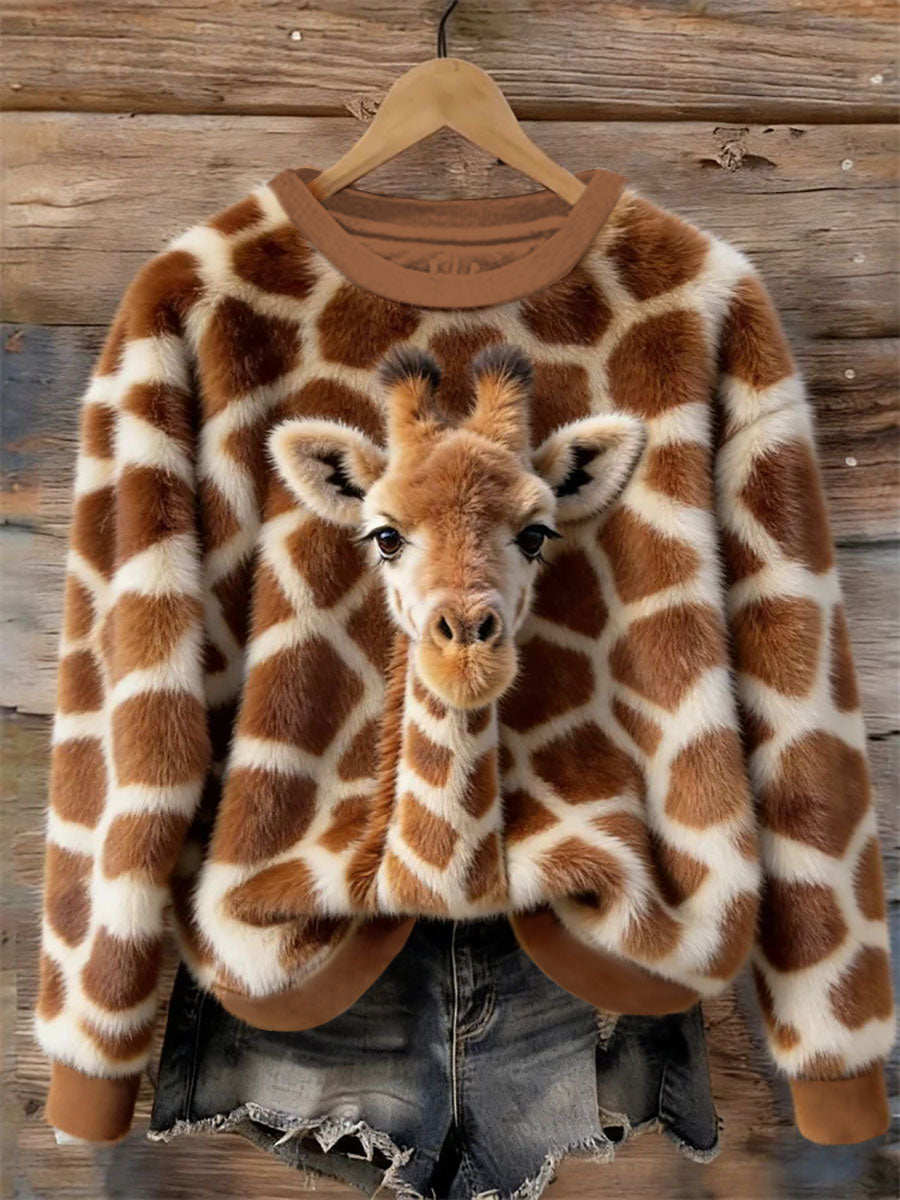 Girafa arte impressão Casual moletom das mulheres