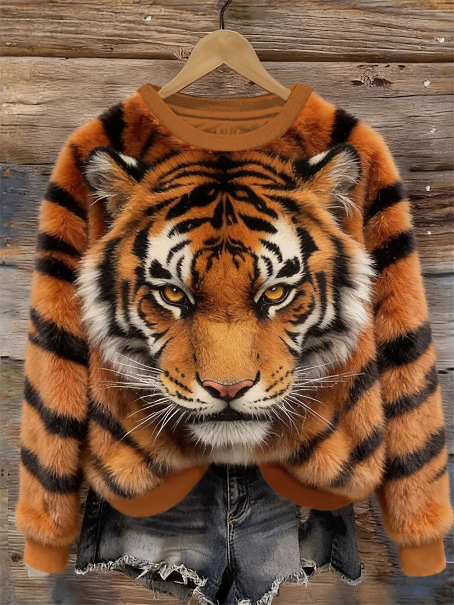 Tigre feminino Art Print Casual moletom