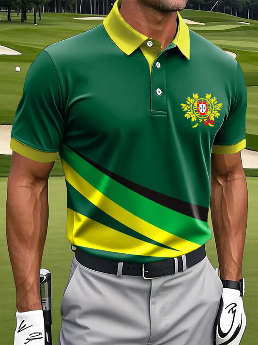 Homens Portugal impressão negócio estilo Polo gola Casual camisa de manga curta
