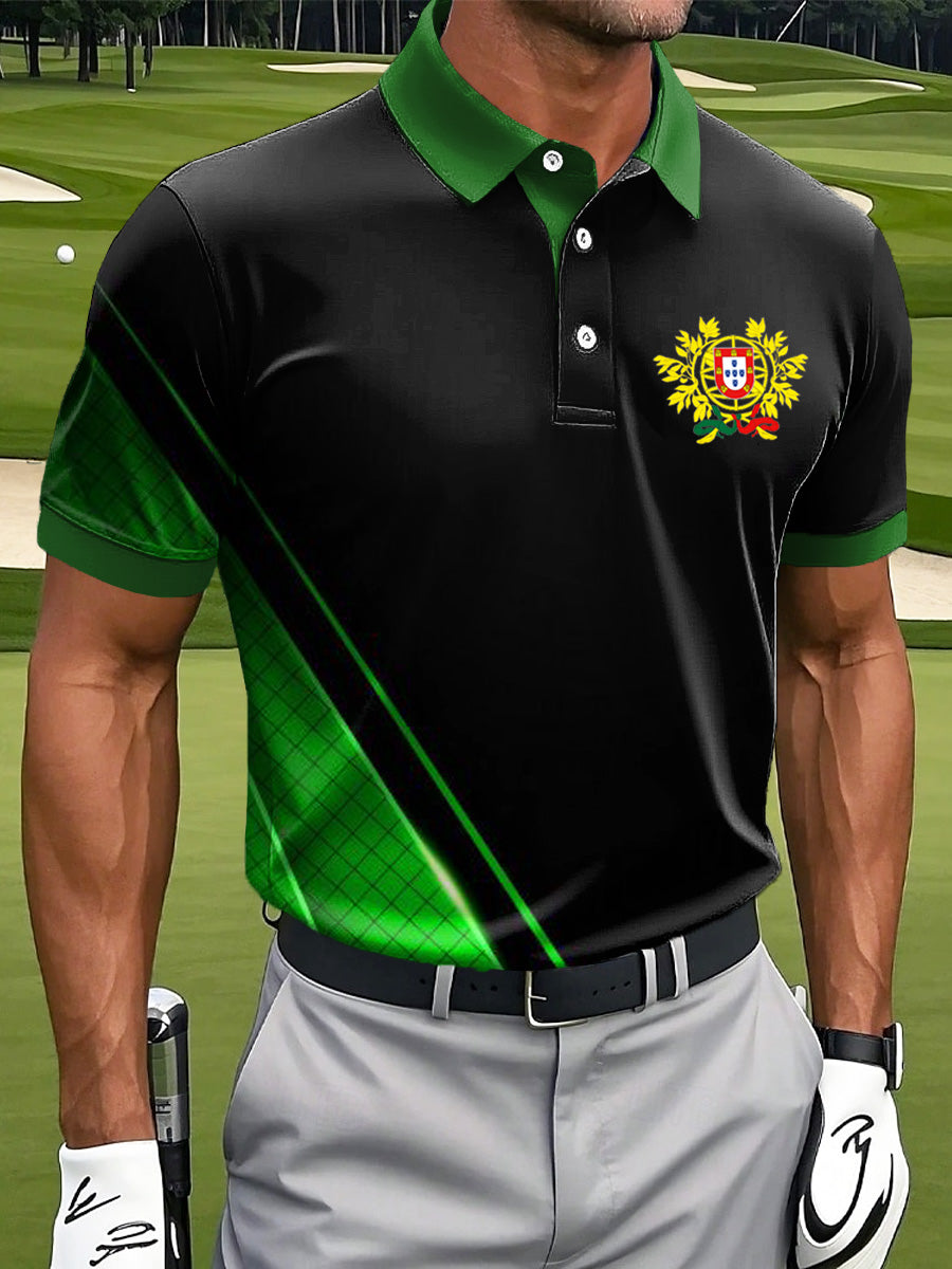 Homens Portugal impressão negócio estilo Polo gola Casual camisa de manga curta