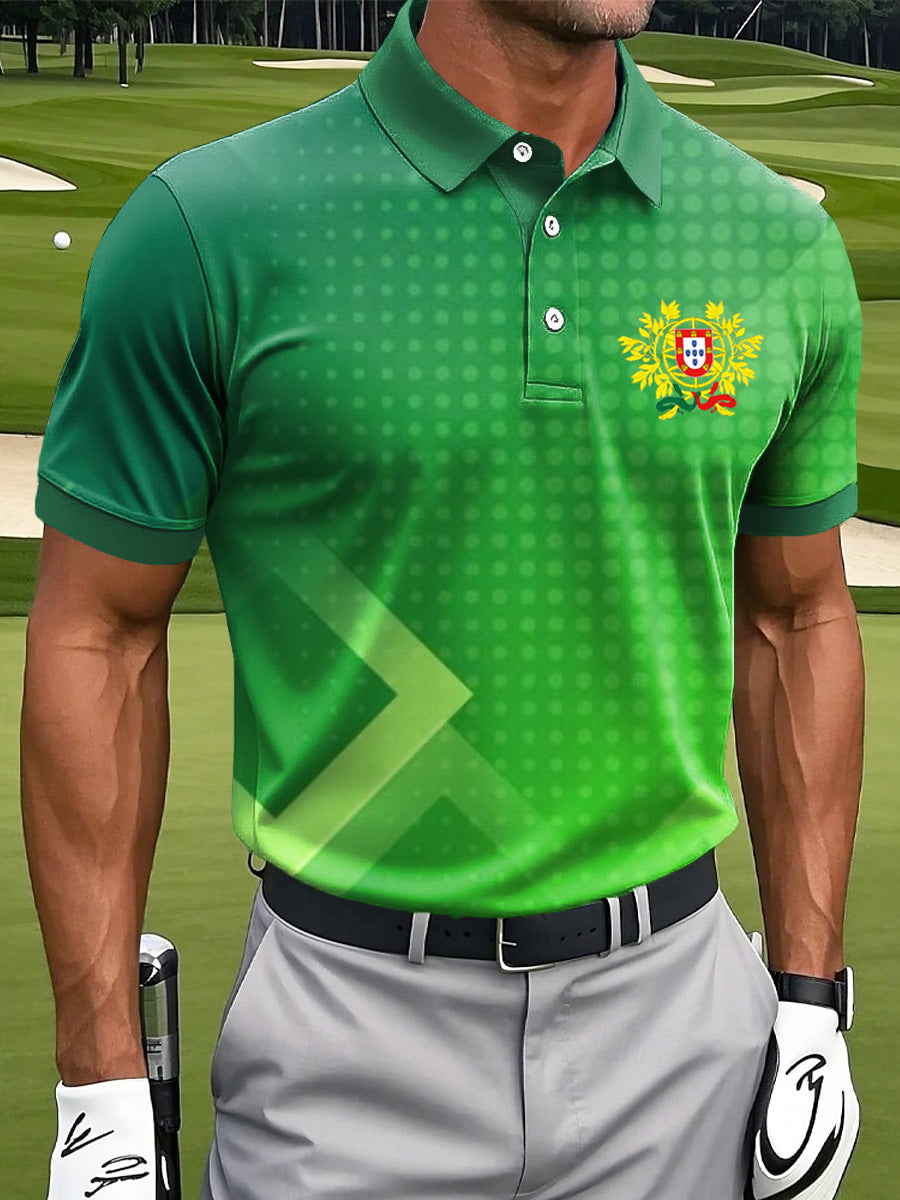 Homens Portugal impressão negócio estilo Polo gola Casual camisa de manga curta