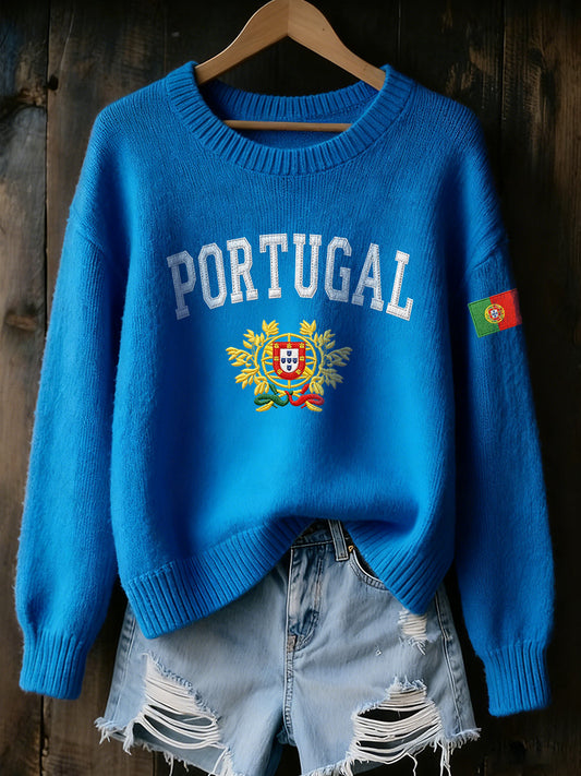 Bandeira portuguesa das mulheres imprime camisola confortável
