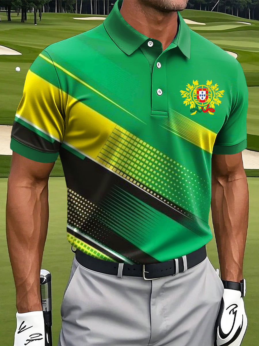 Homens Portugal impressão negócio estilo Polo gola Casual camisa de manga curta