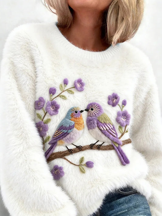 Arte animal retro impressão confortável top de flanela feminino