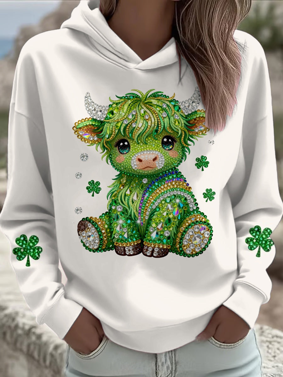 Women's St. Patrick's Day Highland Cow Hoodie