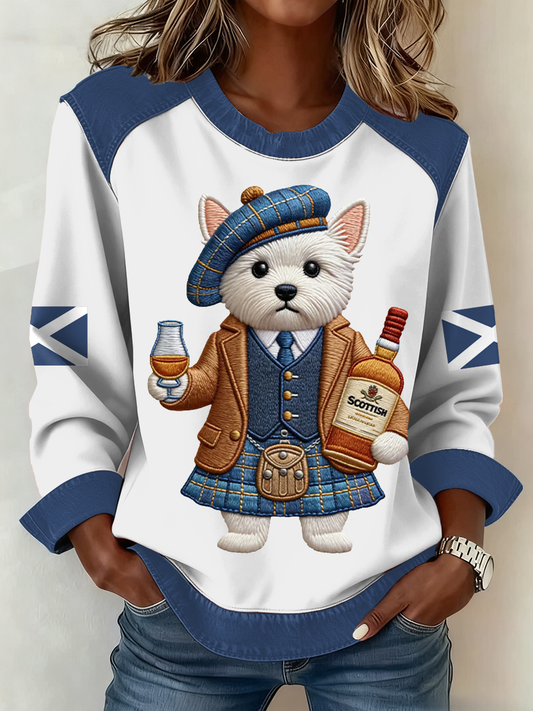Bandeira escocesa do mulheres West Highland White Terrier impressão Patchwork Top