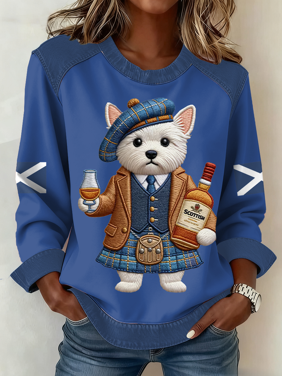 Bandeira escocesa do mulheres West Highland White Terrier impressão Patchwork Top