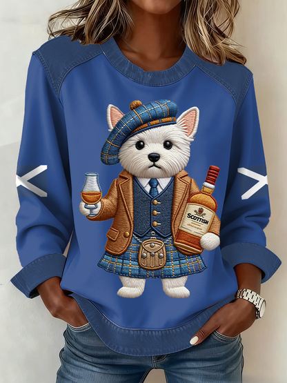 Bandeira escocesa do mulheres West Highland White Terrier impressão Patchwork Top