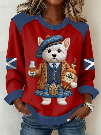 Bandeira escocesa do mulheres West Highland White Terrier impressão Patchwork Top