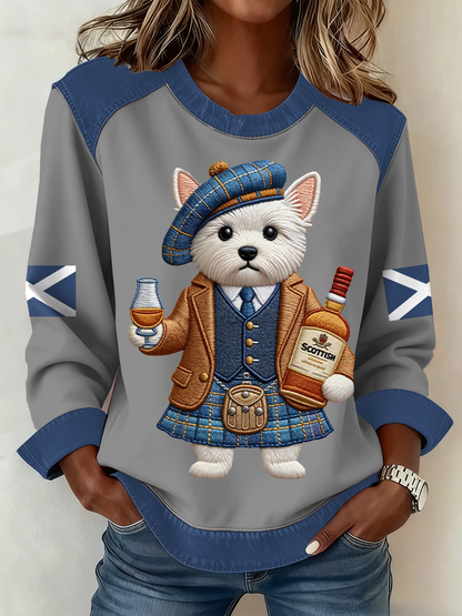Bandeira escocesa do mulheres West Highland White Terrier impressão Patchwork Top
